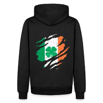 IRLANDE DRAPEAU IRLANDAIS ÉIRE TRÈFLE IRLANDE - Sweat à capuche Premium bio Homme - noir - Dos - Nico (187cm)