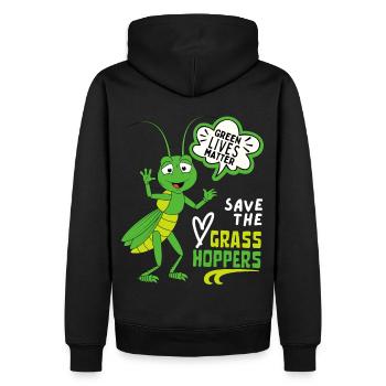 Comic Grashüpfer, lustiger Spruch Heuschrecke - Männer Premium Bio Hoodie - Schwarz - Hinten - Nico (187cm)