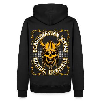 Wikinger-Krieger Skandinavien Wikinger-Totenkopf - Männer Premium Bio Hoodie - Schwarz - Hinten - Nico (187cm)