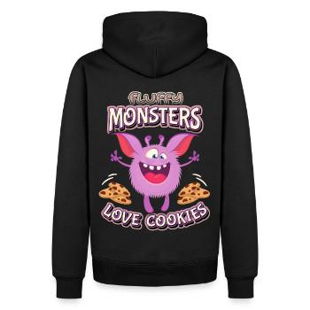 Lustiges-Monster, Krümel-Monster, Kekse, Spruch - Männer Premium Bio Hoodie - Schwarz - Hinten - Nico (187cm)