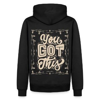 You Got This, Motivationsspruch im Vintage-Stil - Männer Premium Bio Hoodie - Schwarz - Hinten - Nico (187cm)