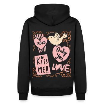 Saint-Valentin XOXO-Doodle amour-amour romantique - Sweat à capuche Premium bio Homme - noir - Dos - Nico (187cm)