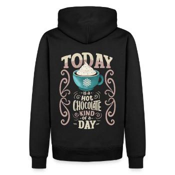 Heisse Schokolade, lustiger Spruch, Typografie - Männer Premium Bio Hoodie - Schwarz - Hinten - Nico (187cm)