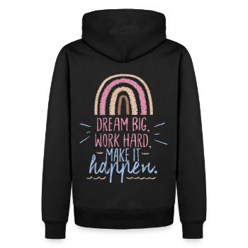 Dicton motivant avec arc-en-ciel, Dream-Big dicton - Sweat à capuche Premium bio Homme - noir - Dos - Nico (187cm)