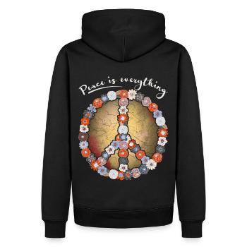 Symbole de paix, signe de paix, fleurs de signe de paix - Sweat à capuche Premium bio Homme - noir - Dos - Nico (187cm)