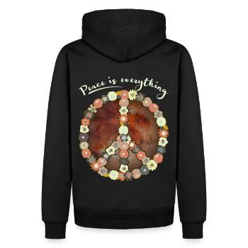 Symbole de paix, signe de paix, fleurs de signe de paix - Sweat à capuche Premium bio Homme - noir - Dos - Nico (187cm)