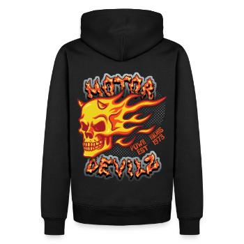 Skull Fire Skull Motorcyclist Motor Devils - Men’s Premium Organic Hoodie - black - Back - Nico (187cm)