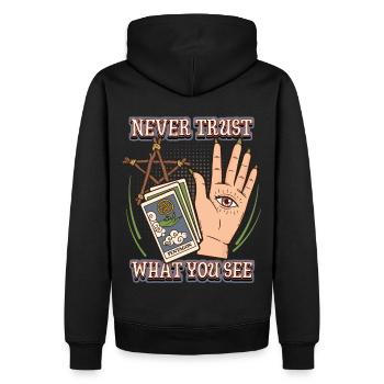 Wahrsagung Okkultismus Handlesen, Palmistry Spruch - Männer Premium Bio Hoodie - Schwarz - Hinten - Nico (187cm)