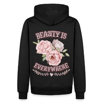 Roses vintage, pivoine, fleur de pivoine, dicton - Sweat à capuche Premium bio Homme - noir - Dos - Nico (187cm)