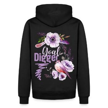Goal-Digger, jeu de mots drôle dicton, fleurs - Sweat à capuche Premium bio Homme - noir - Dos - Nico (187cm)