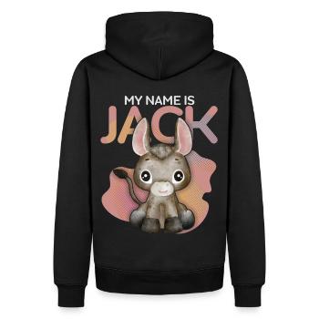 Esel, Jack-Donkey, lustiger Spruch My-Name-Is-Jack - Männer Premium Bio Hoodie - Schwarz - Hinten - Nico (187cm)