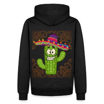 Mexiko, lustiger Mexikanischer-Kaktus Kaktus-Motiv - Männer Premium Bio Hoodie - Schwarz - Hinten - Nico (187cm)