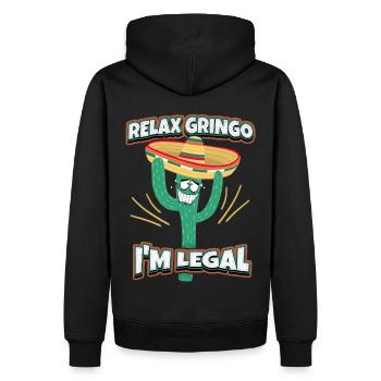 Lustiger-Kaktus Mexiko, Comic-Sombrero, Spruch - Männer Premium Bio Hoodie - Schwarz - Hinten - Nico (187cm)
