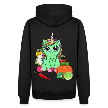 Vitamines Eco Licorne Bio Légumes Plaisir Jardinage - Sweat à capuche Premium bio Homme - noir - Dos - Nico (187cm)