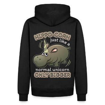 Nilpferd, Flusspferd, Spruch, Einhorn-Unicorn - Männer Premium Bio Hoodie - Schwarz - Hinten - Nico (187cm)