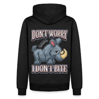 Rhinocéros, rhinocéros, drôle de dicton, pixel art - Sweat à capuche Premium bio Homme - noir - Dos - Nico (187cm)