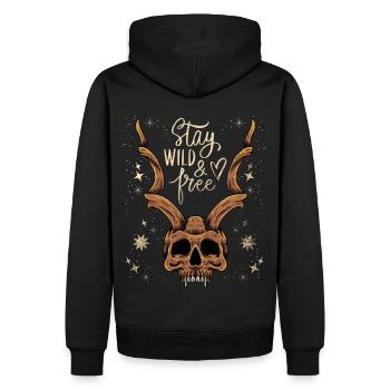 Crâne cornu Baphomet Crâne vintage, disant - Sweat à capuche Premium bio Homme - noir - Dos - Nico (187cm)