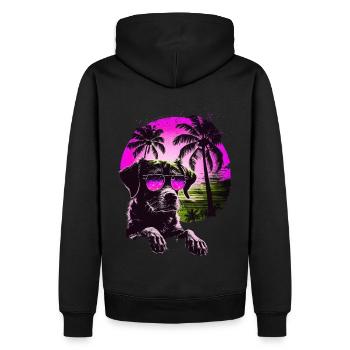 Chien mignon avec des lunettes de soleil sur le cadeau de plage - Sweat à capuche Premium bio Homme - noir - Dos - Nico (187cm)