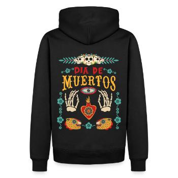 Dia-de-Muertos, Mexiko, Sugar-Skull, Skelett Hände - Männer Premium Bio Hoodie - Schwarz - Hinten - Nico (187cm)