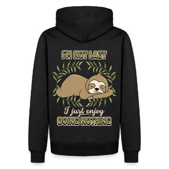 Paresseuse, paresseuse, drôle de dicton, je-ne-suis-pas-paresseux - Sweat à capuche Premium bio Homme - noir - Dos - Nico (187cm)
