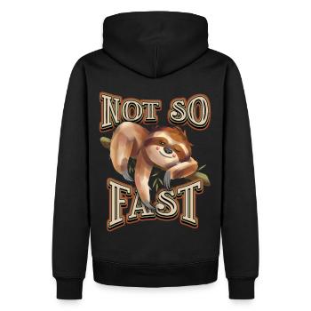 Paresseuse, paresseuse, drôle de dicton, pas si rapide - Sweat à capuche Premium bio Homme - noir - Dos - Nico (187cm)