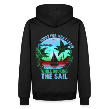 Retro Segelboot Segler Kapitän Geschenk - Männer Premium Bio Hoodie - Schwarz - Hinten - Nico (187cm)