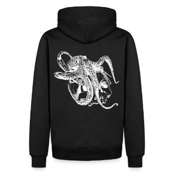 Oktopus Kraken auf einem Totenschädel Geschenk - Männer Premium Bio Hoodie - Schwarz - Hinten - Nico (187cm)