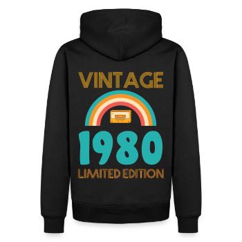 Rétro Classique 1980 - Sweat à capuche Premium bio Homme - noir - Dos - Nico (187cm)