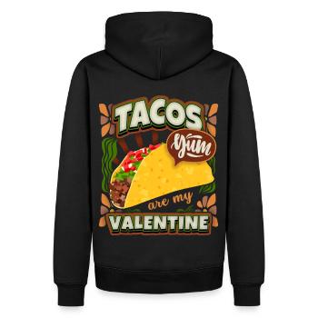 Tacos Valentinstag lustiger Spruch im Vintage-Stil - Männer Premium Bio Hoodie - Schwarz - Hinten - Nico (187cm)