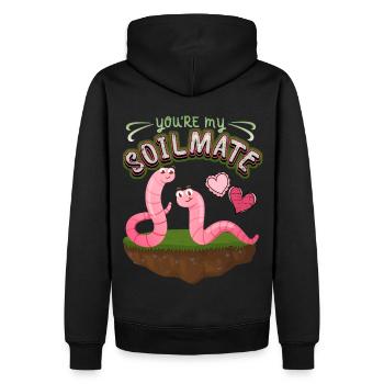 Regenwurm lustige Würmer Spruch You're My Soilmate - Männer Premium Bio Hoodie - Schwarz - Hinten - Nico (187cm)