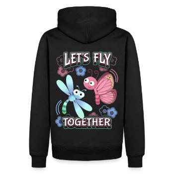 Dessin animé papillon, Saint-Valentin, amour amour - Sweat à capuche Premium bio Homme - noir - Dos - Nico (187cm)