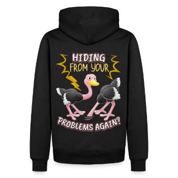 Funny Bouquet Bird-Strauss Comic Problem Solution - Men’s Premium Organic Hoodie - black - Back - Nico (187cm)