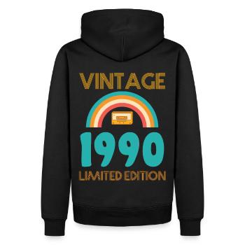 Jahrgang 1990 T-Shirt - Männer Premium Bio Hoodie - Schwarz - Hinten - Nico (187cm)