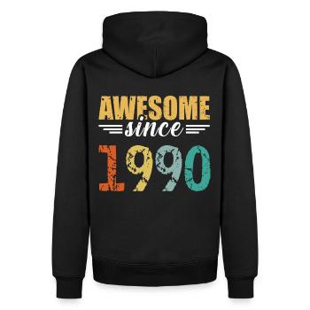 Légendaire depuis 1990 - tout simplement génial! - Sweat à capuche Premium bio Homme - noir - Dos - Nico (187cm)