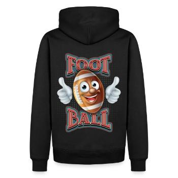 American Football, lustiger Cartoon-Fooball - Männer Premium Bio Hoodie - Schwarz - Hinten - Nico (187cm)