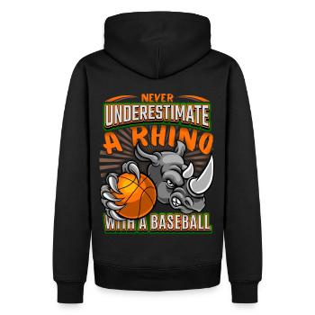 Basketball lustiges Rhinoceros, Rhino-Spruch - Männer Premium Bio Hoodie - Schwarz - Hinten - Nico (187cm)