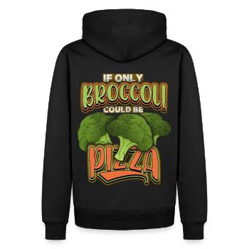 Brokkoli, lustiger Spruch, Witz, Pizza-Witz - Männer Premium Bio Hoodie - Schwarz - Hinten - Nico (187cm)