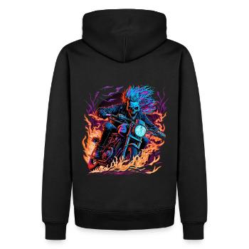 Ghostrider Illustration Moto Synthwave Art - Sweat à capuche Premium bio Homme - noir - Dos - Nico (187cm)