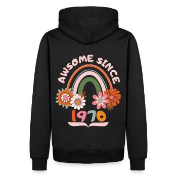 Anniversaire de style rétro, né 1970 vintage dicton - Sweat à capuche Premium bio Homme - noir - Dos - Nico (187cm)
