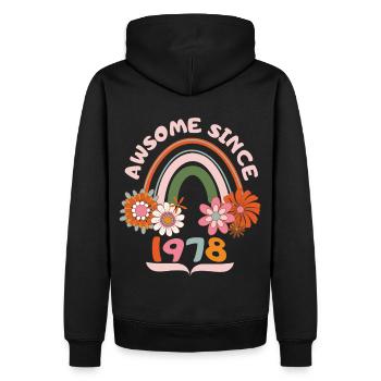 Anniversaire de style rétro, né en 1978 dicton vintage - Sweat à capuche Premium bio Homme - noir - Dos - Nico (187cm)