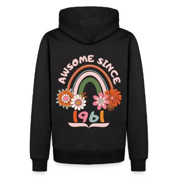 Anniversaire de style rétro, né 1961 vintage dicton - Sweat à capuche Premium bio Homme - noir - Dos - Nico (187cm)