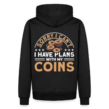 Coin Collector Numismatics Coin Collecting Coin Collection - Men’s Premium Organic Hoodie - black - Back - Nico (187cm)