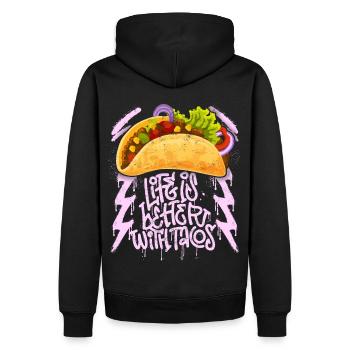 Tacos disant que la vie est meilleure avec des tacos style grunge - Sweat à capuche Premium bio Homme - noir - Dos - Nico (187cm)