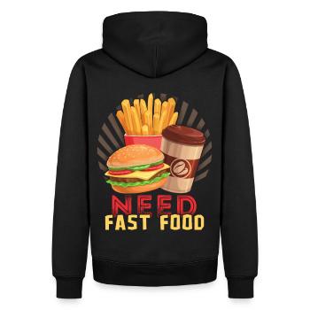 Restauration rapide, Burgers, Hamburgers, Frites - Sweat à capuche Premium bio Homme - noir - Dos - Nico (187cm)