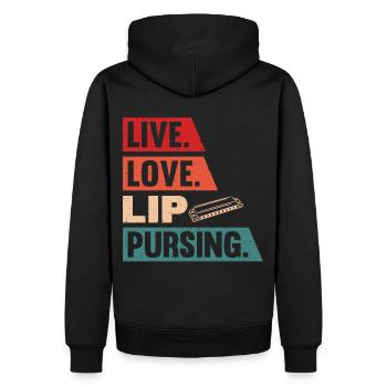 Harmoniciste Harmoniciste Orgue à bouche - Sweat à capuche Premium bio Homme - noir - Dos - Nico (187cm)