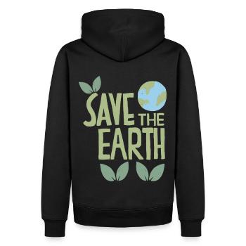 Save the Earth, Handgemaltes Design, Umweltschutz - Männer Premium Bio Hoodie - Schwarz - Hinten - Nico (187cm)