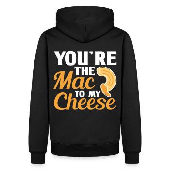 Macaroni au fromage Macaroni au fromage Pâtes et macaronis au fromage - Sweat à capuche Premium bio Homme - noir - Dos - Nico (187cm)