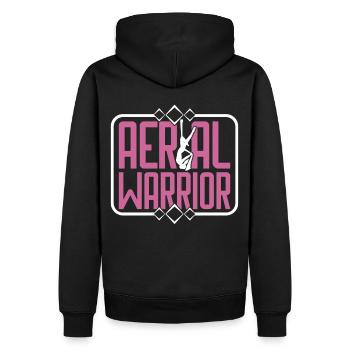 Aerial Silk / Aerial Yoga / Luftakrobatik Designs - Männer Premium Bio Hoodie - Schwarz - Hinten - Nico (187cm)