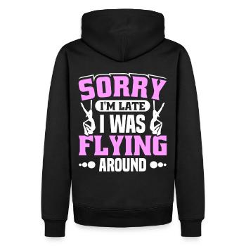 Aerial Silk / Aerial Yoga / Luftakrobatik Designs - Männer Premium Bio Hoodie - Schwarz - Hinten - Nico (187cm)
