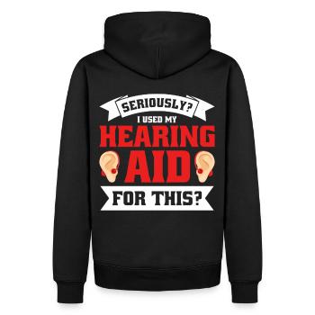 Langue des signes sourde Fierté sourde - Sweat à capuche Premium bio Homme - noir - Dos - Nico (187cm)